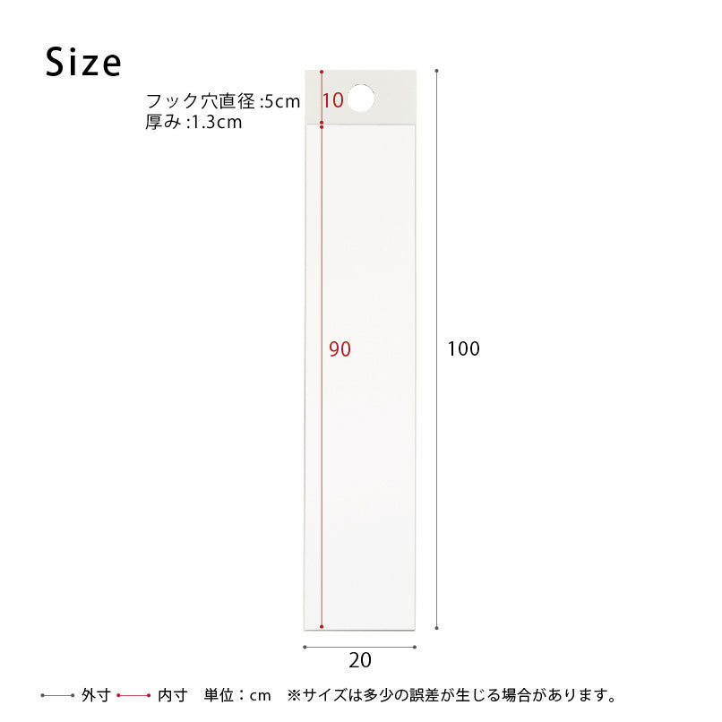 省スペースなフックミラー 高さ100cm◎スリム 日本製 北欧風 ナチュラル 壁掛け