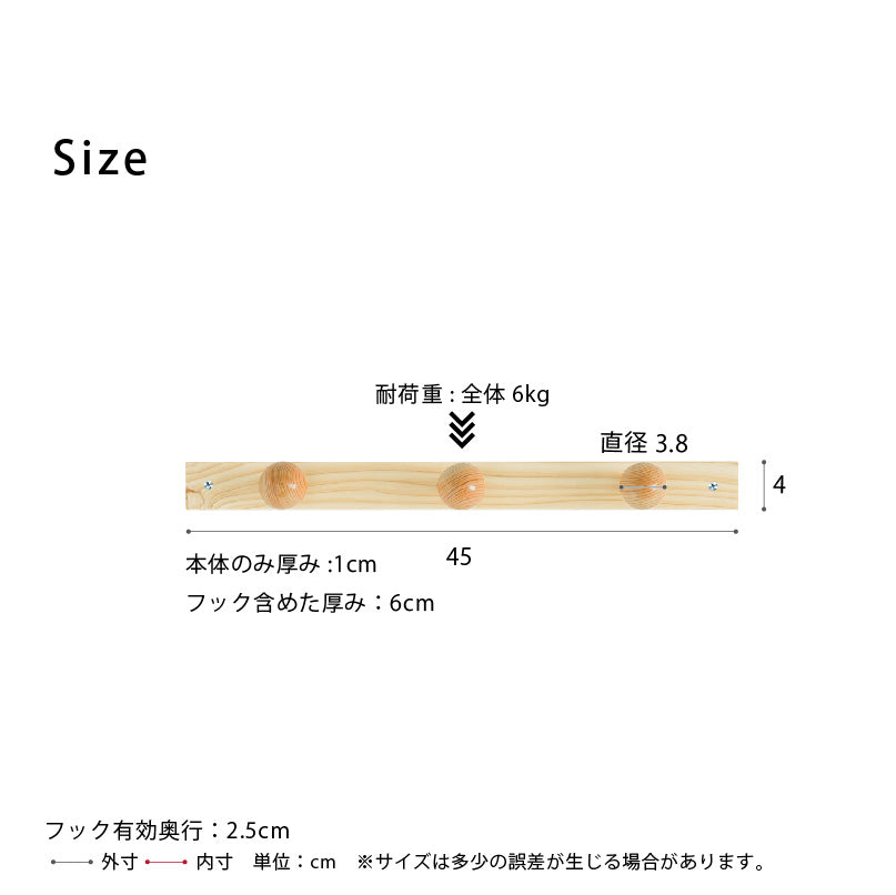 壁掛けコートハンガー 3玉 壁掛け 収納 帽子掛け ウォールハンガー フック