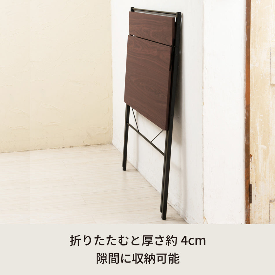 幅80cm◎棚付折りたたみワークデスク(ハイタイプ) テーブル 机 木目 収納 テレワーク PCデスク