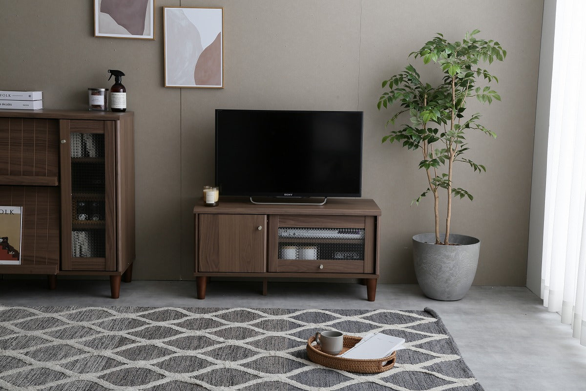 【Arlo】ガラス扉付きテレビ台 幅90cm
