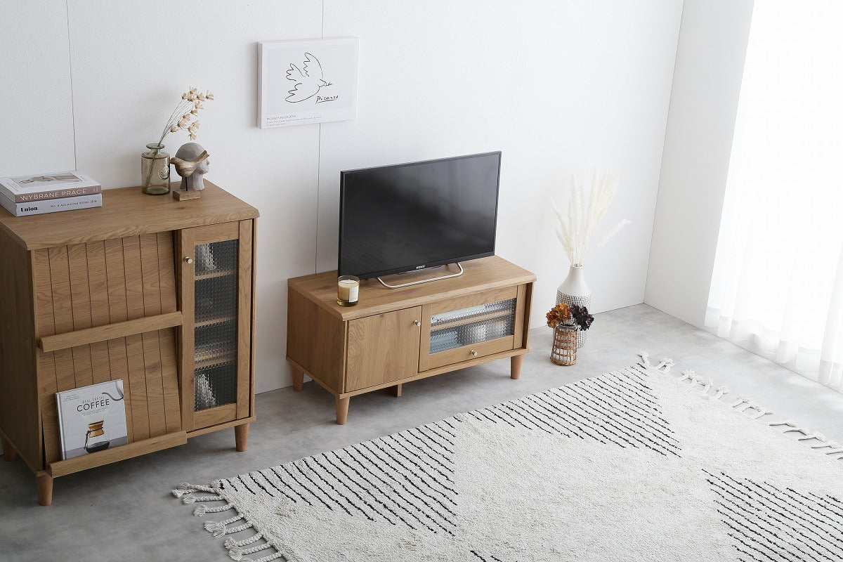 【Arlo】ガラス扉付きテレビ台 幅90cm