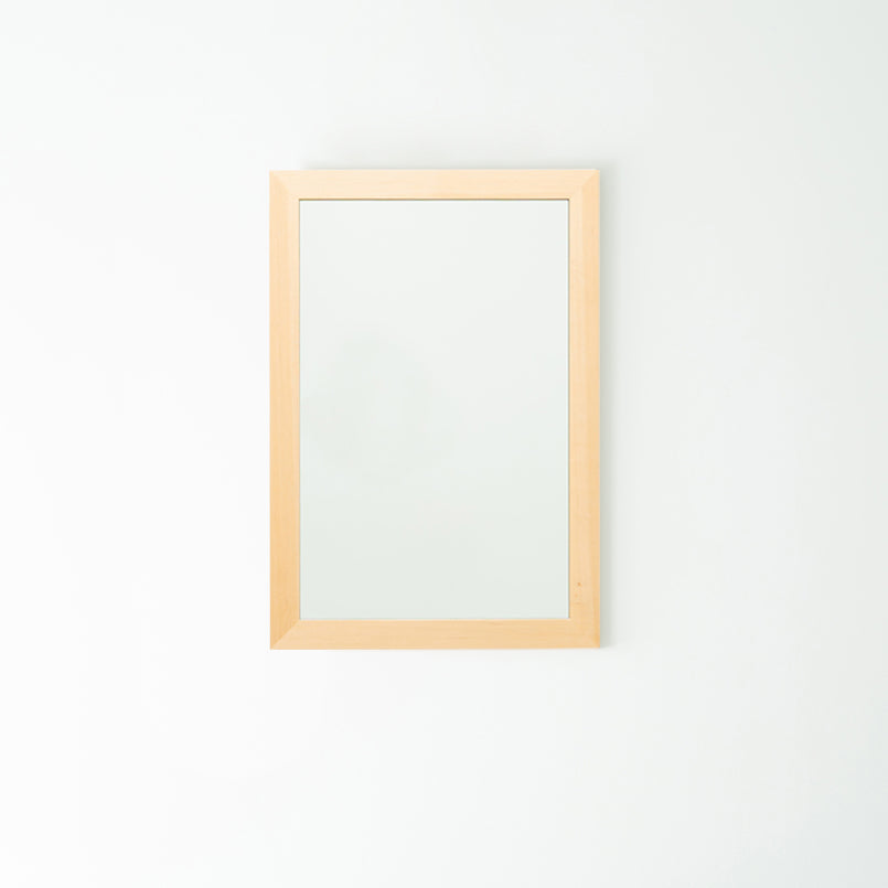 幅広枠ウォールミラー(55×80cm) 天然木 北欧風 ナチュラル 鏡 日本製 高級感 木製 ワイド 壁掛け