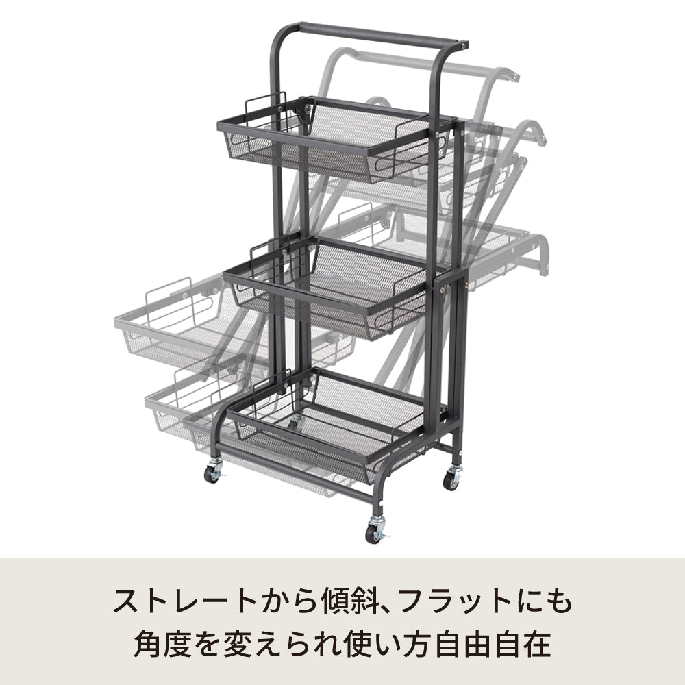 マルチワゴン ROBUST 3段 キッチンワゴン ラック 収納 多肉棚 収納 スリム トロリーワゴン
