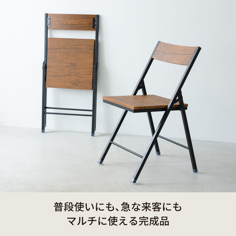 ヴィンテージスクエアチェア 折りたたみイス 北欧風 イス 椅子 スリム パイプイス レトロ 完成品