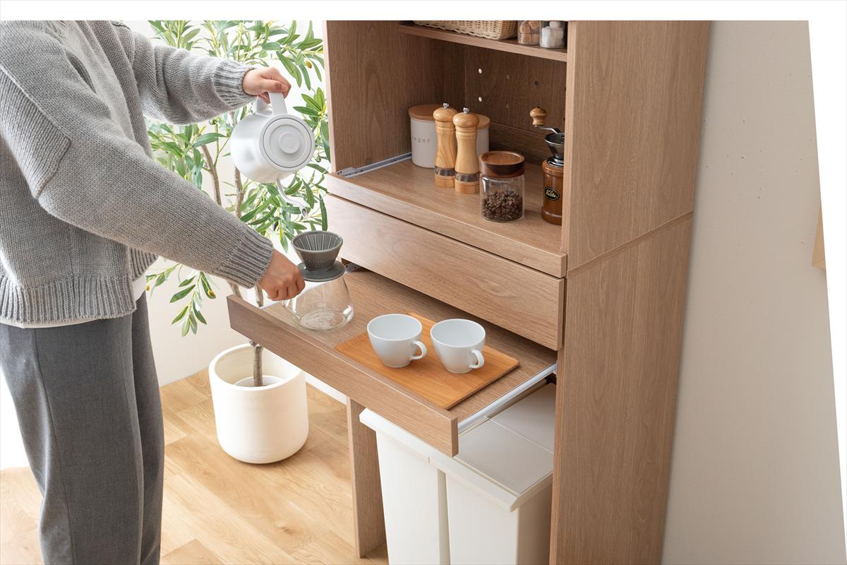 【幅58cm】Keuken ゴミ箱収納付きレンジ台