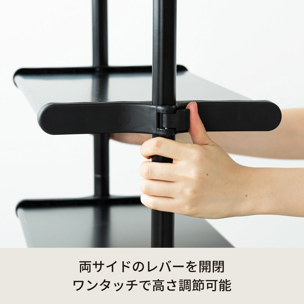 ワンタッチ式可動棚ラック フィット 大理石 木目 収納 韓国インテリア シェルフ スリム キッチンラック