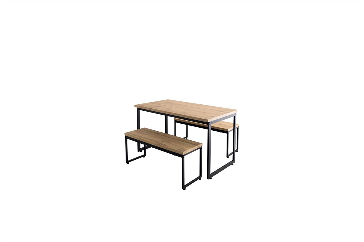 【3点セット】Moku 幅130cmダイニングテーブル+ダイニングベンチ2セット