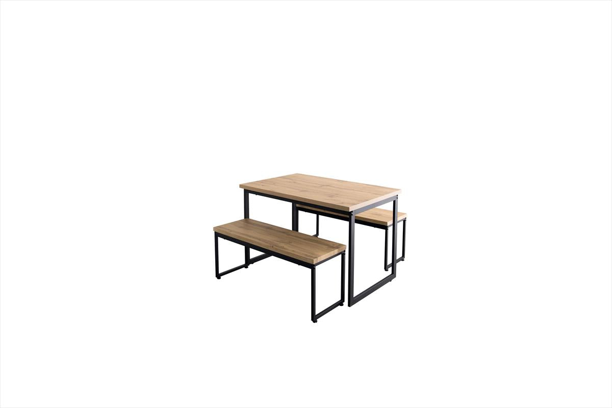 【3点セット】Moku 幅110cmダイニングテーブル+ダイニングベンチ2セット