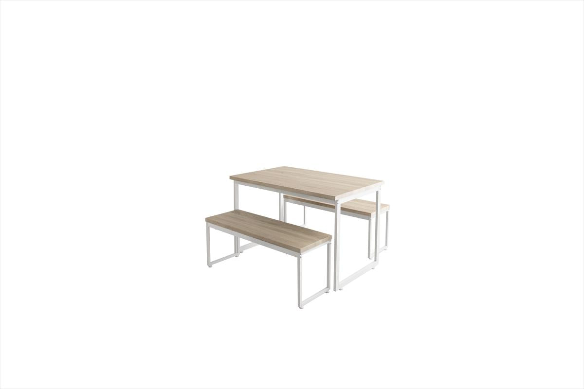 【3点セット】Moku 幅110cmダイニングテーブル+ダイニングベンチ2セット