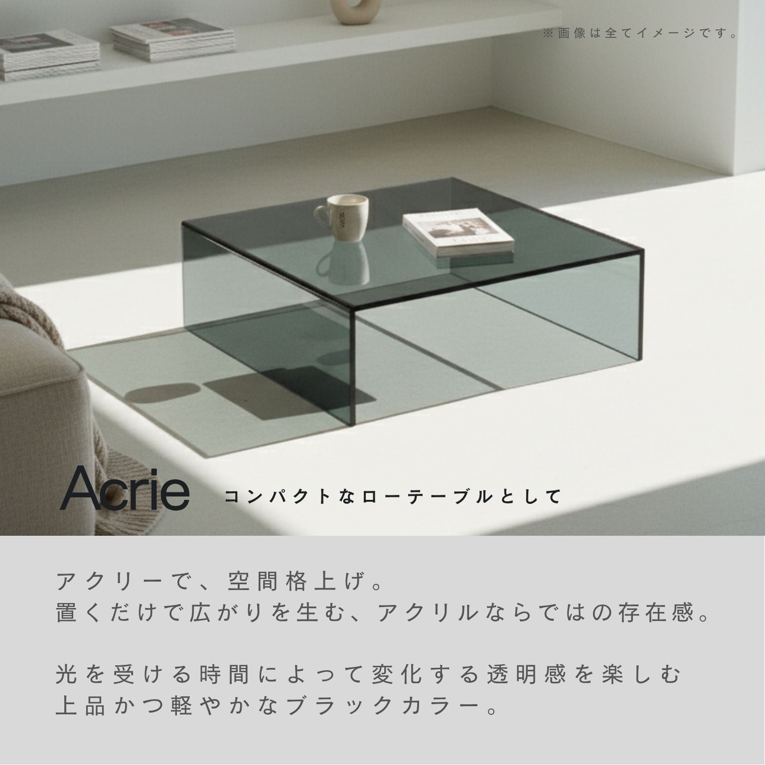 アクリー コの字ラック お掃除ロボット収納 シェルフ 収納 配線カバー アクリル製 完成品