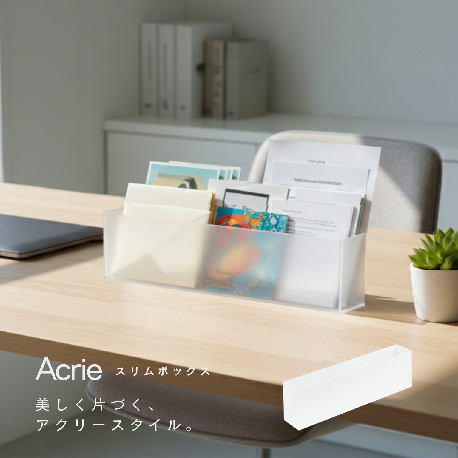 アクリー スリムボックス スリッパラック 卓上収納 文房具 小物 玄関 オフィス アクリル製 完成品