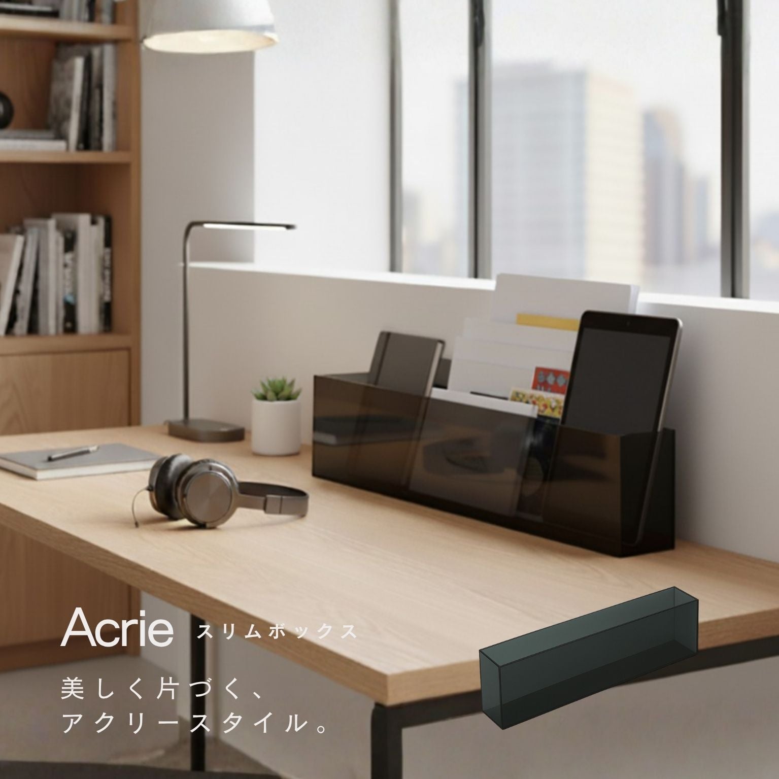 アクリー スリムボックス スリッパラック 卓上収納 文房具 小物 玄関 オフィス アクリル製 完成品