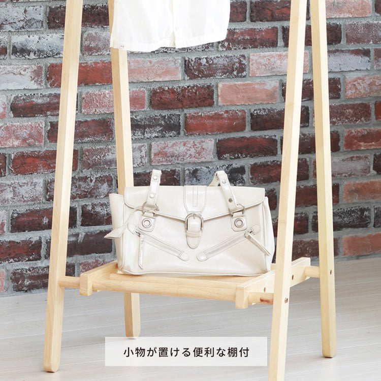 収納棚付！洋服が選びやすいオープンハンガーラック（もく）衣類収納 コートハンガー 北欧風 モダン